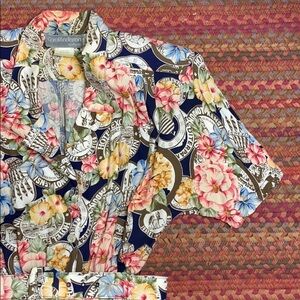 VINTAGE HAWAIIAN PASSPORT STAMP MAXI SHIRT DRESS